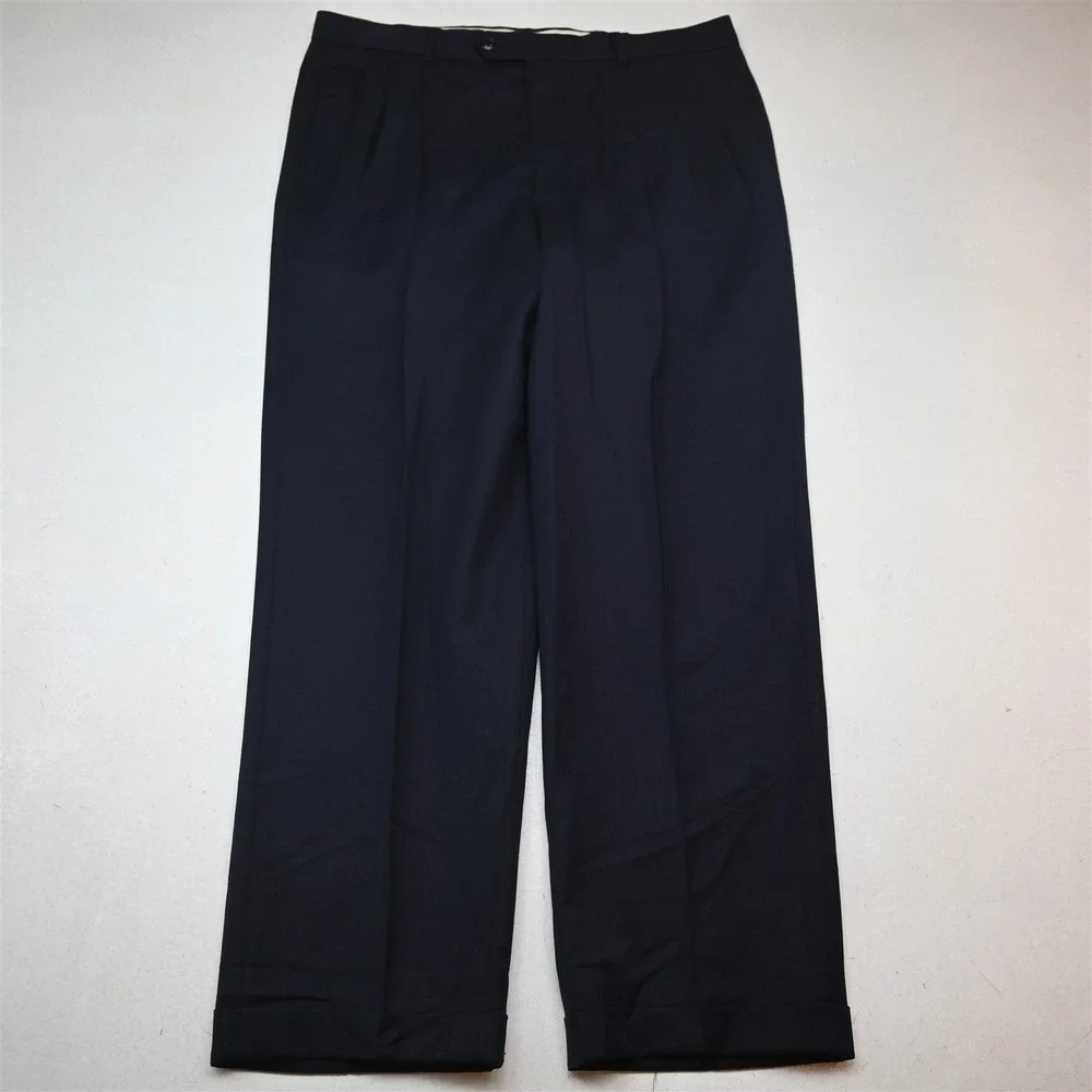 Vtg USA Made Double Breasted 42S 36x30 Navy Blue Wool Mens Jacket Pants Suit